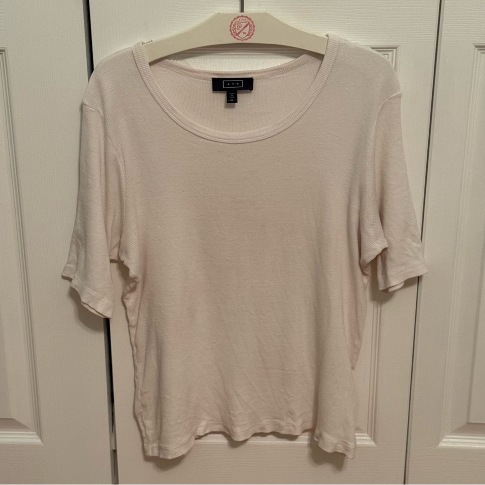 AYR Ribbed Crew Neck Tee in White - Picture 2 of 4